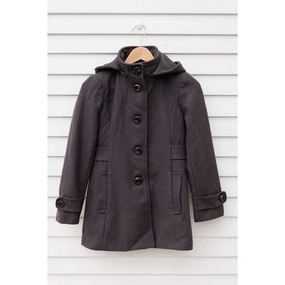 Kenneth Cole New York Wool Blend Hooded Peacoat Women's Size 2 Petite